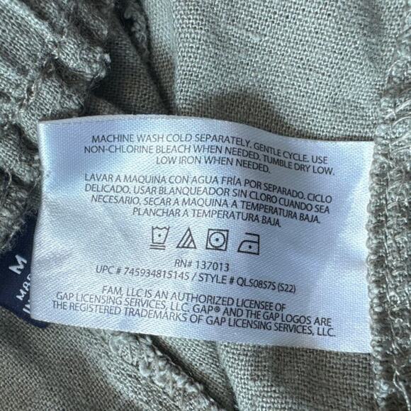 GAP Women's Linen Blend Shorts, size Medium, wide elastic waistband; Olive Green - Picture 8 of 9